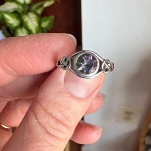 Sterling Silver Celtic Knot Ring with Mystic Topaz Gemstone